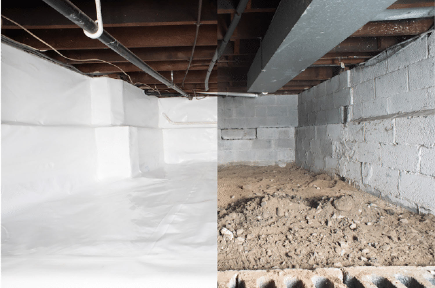 crawlspace encapsulation - before and after